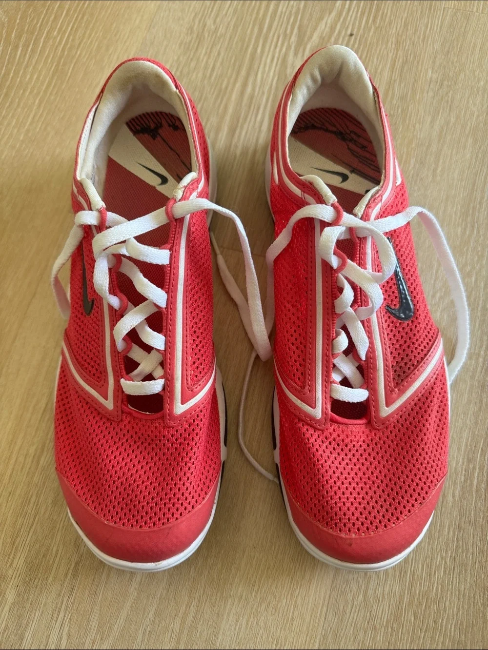 Nike Red Mesh Running Sneakers with White Laces
